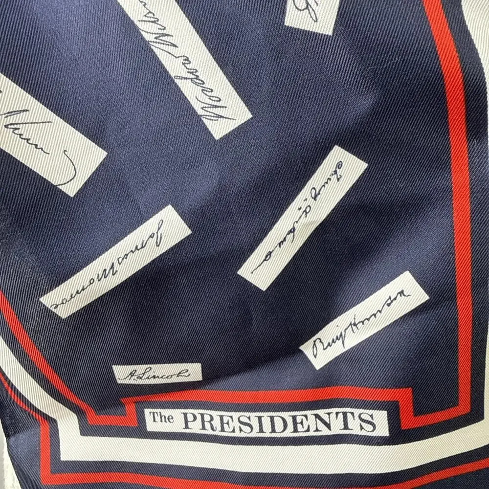 Presidents Signatures Bicentennial Patriot Scarf Red White Blue Italy 10
